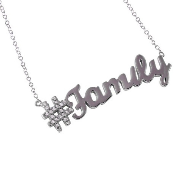 Jewelry - Sterling Silver 925 Rhodium finish Hashtag Family